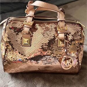 Michael Kors Gold and Brown Satchel with Luxurious Design BRAND NEW